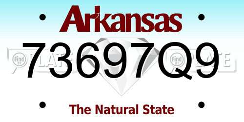 73697Q9 Arkansas License Plate