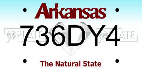 736DY4 Arkansas License Plate