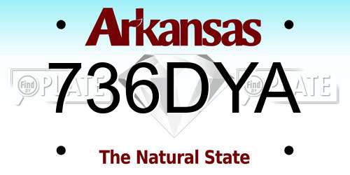 736DYA Arkansas License Plate