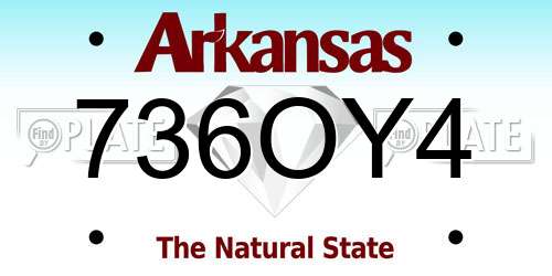 736OY4 Arkansas License Plate
