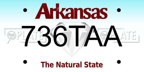 736TAA Arkansas License Plate