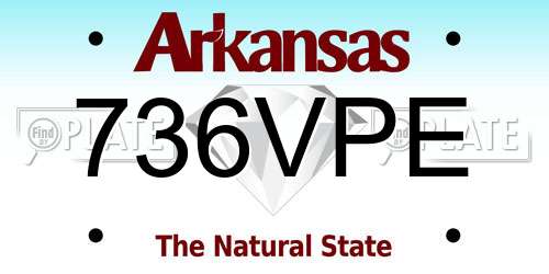 736VPE Arkansas License Plate