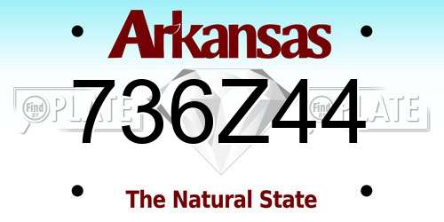 736Z44 Arkansas License Plate