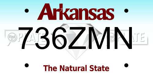 736ZMN Arkansas License Plate