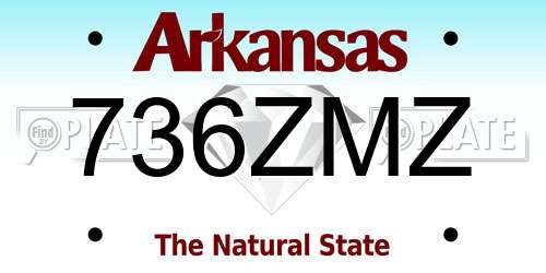 736ZMZ Arkansas License Plate