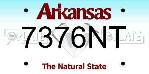 7376NT Arkansas License Plate