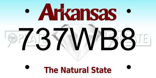 737WB8 Arkansas License Plate