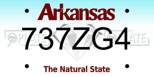 737ZG4 Arkansas License Plate
