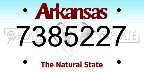7385227 Arkansas License Plate