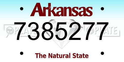7385277 Arkansas License Plate