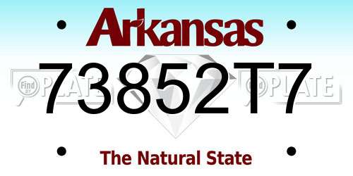 73852T7 Arkansas License Plate