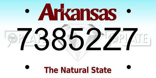 73852Z7 Arkansas License Plate
