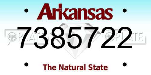 7385722 Arkansas License Plate