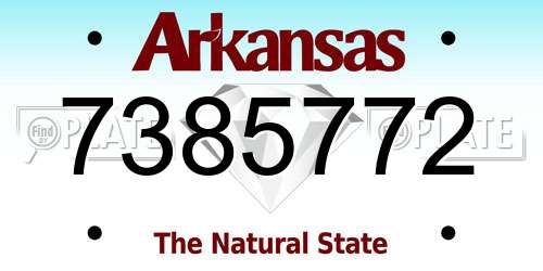 7385772 Arkansas License Plate