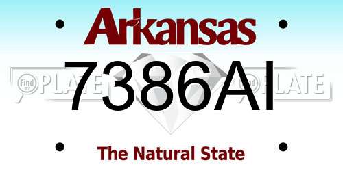 7386AI Arkansas License Plate