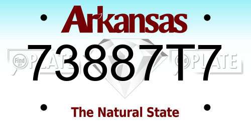 73887T7 Arkansas License Plate