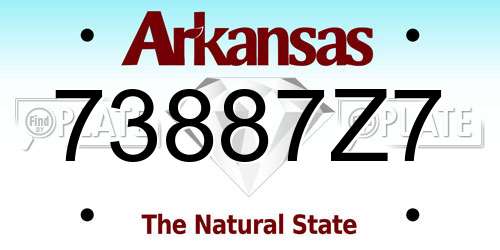 73887Z7 Arkansas License Plate