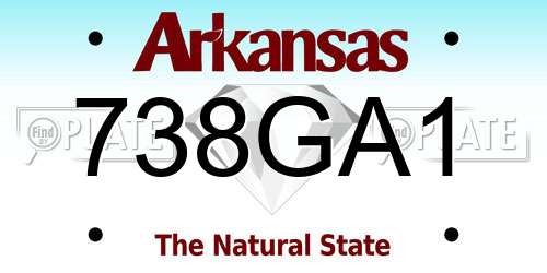738GA1 Arkansas License Plate