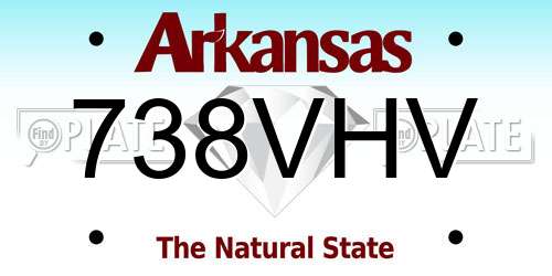 738VHV Arkansas License Plate