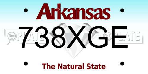 738XGE Arkansas License Plate