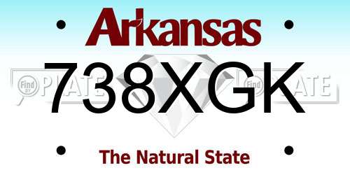 738XGK Arkansas License Plate