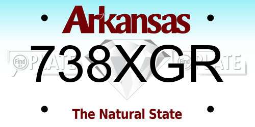 738XGR Arkansas License Plate