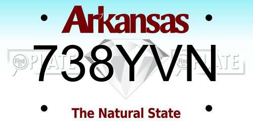 738YVN Arkansas License Plate