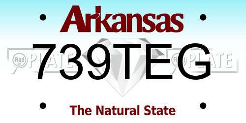 739TEG Arkansas License Plate