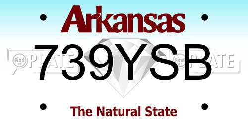 739YSB Arkansas License Plate
