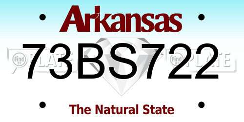 73BS722 Arkansas License Plate