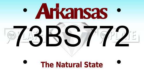 73BS772 Arkansas License Plate