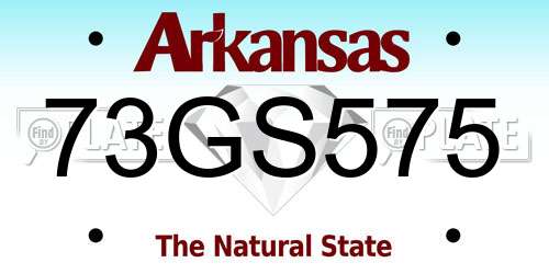 73GS575 Arkansas License Plate