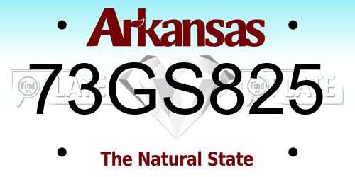 73GS825 Arkansas License Plate