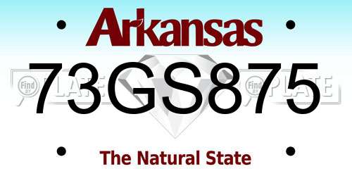 73GS875 Arkansas License Plate