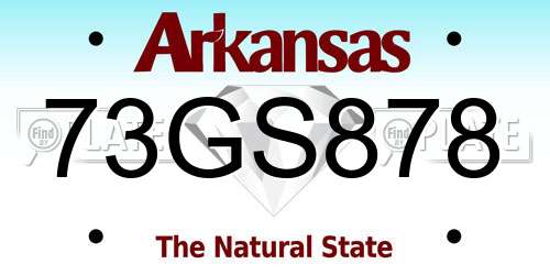 73GS878 Arkansas License Plate