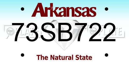 73SB722 Arkansas License Plate