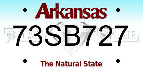 73SB727 Arkansas License Plate