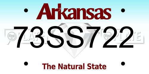 73SS722 Arkansas License Plate