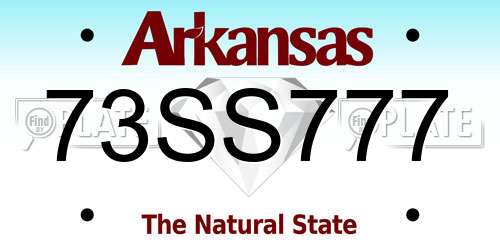 73SS777 Arkansas License Plate