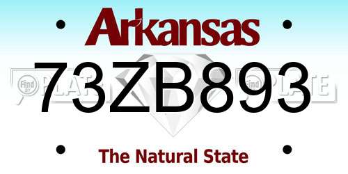 73ZB893 Arkansas License Plate