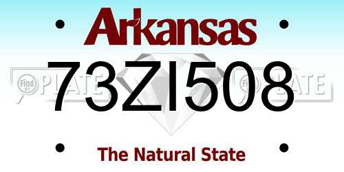 73ZI508 Arkansas License Plate