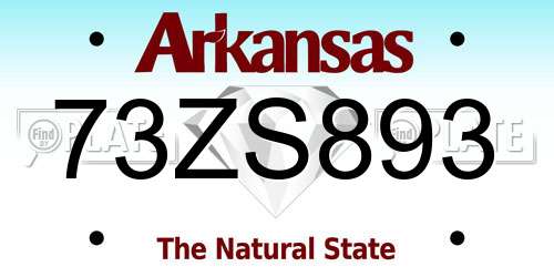 73ZS893 Arkansas License Plate