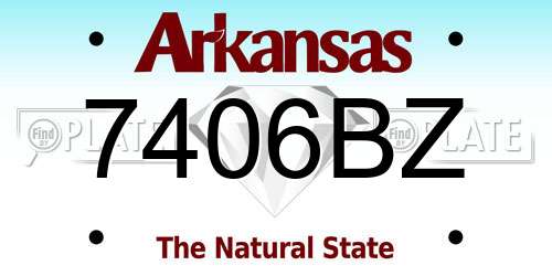 7406BZ Arkansas License Plate