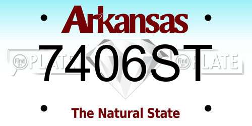 7406ST Arkansas License Plate