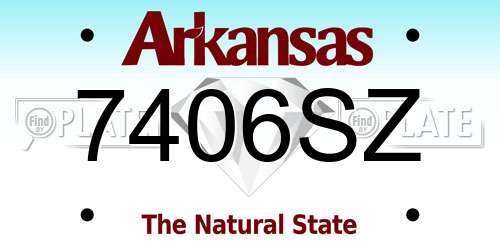 7406SZ Arkansas License Plate
