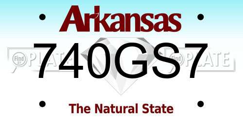 740GS7 Arkansas License Plate