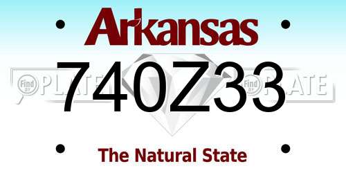 740Z33 Arkansas License Plate