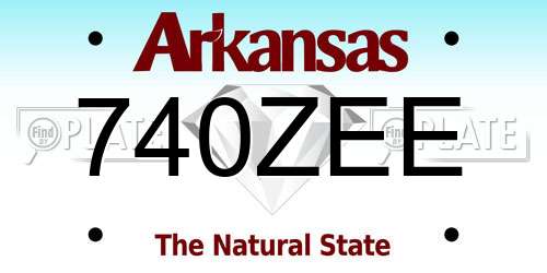 740ZEE Arkansas License Plate