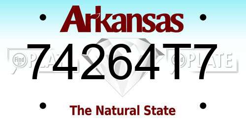 74264T7 Arkansas License Plate