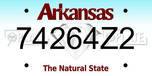 74264Z2 Arkansas License Plate